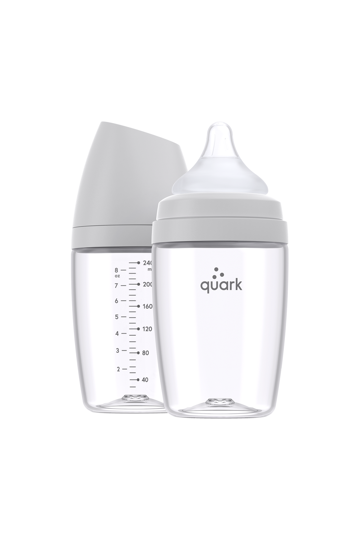 BuubiBottle Max grey bottle with clear body and wide-neck feeding system