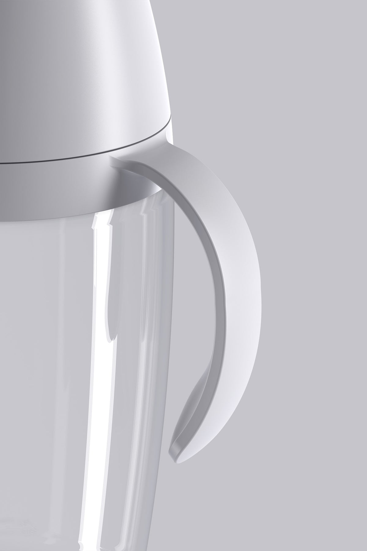 Quark BuubiBottle Sip grey silicone handle with curved grip design, close-up detail of bottle attachment point