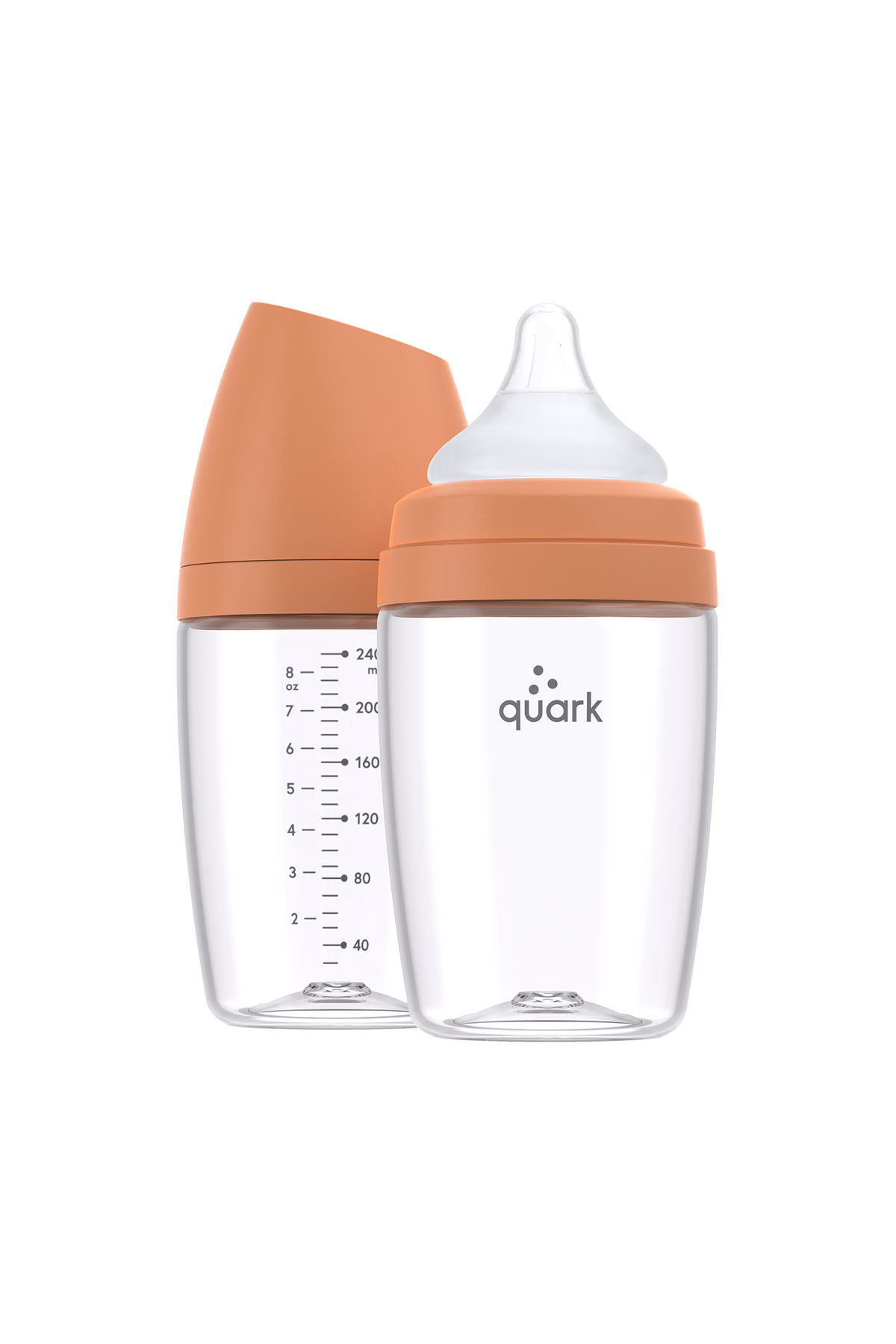 BuubiBottle Max 8oz baby bottle in orange — shatterproof Swiss Grilamid TR-90 with anti-colic nipple, 240ml capacity