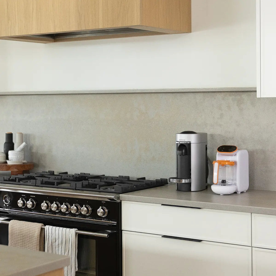 Quook full counter station shown for night-feed bottle-warming decisions