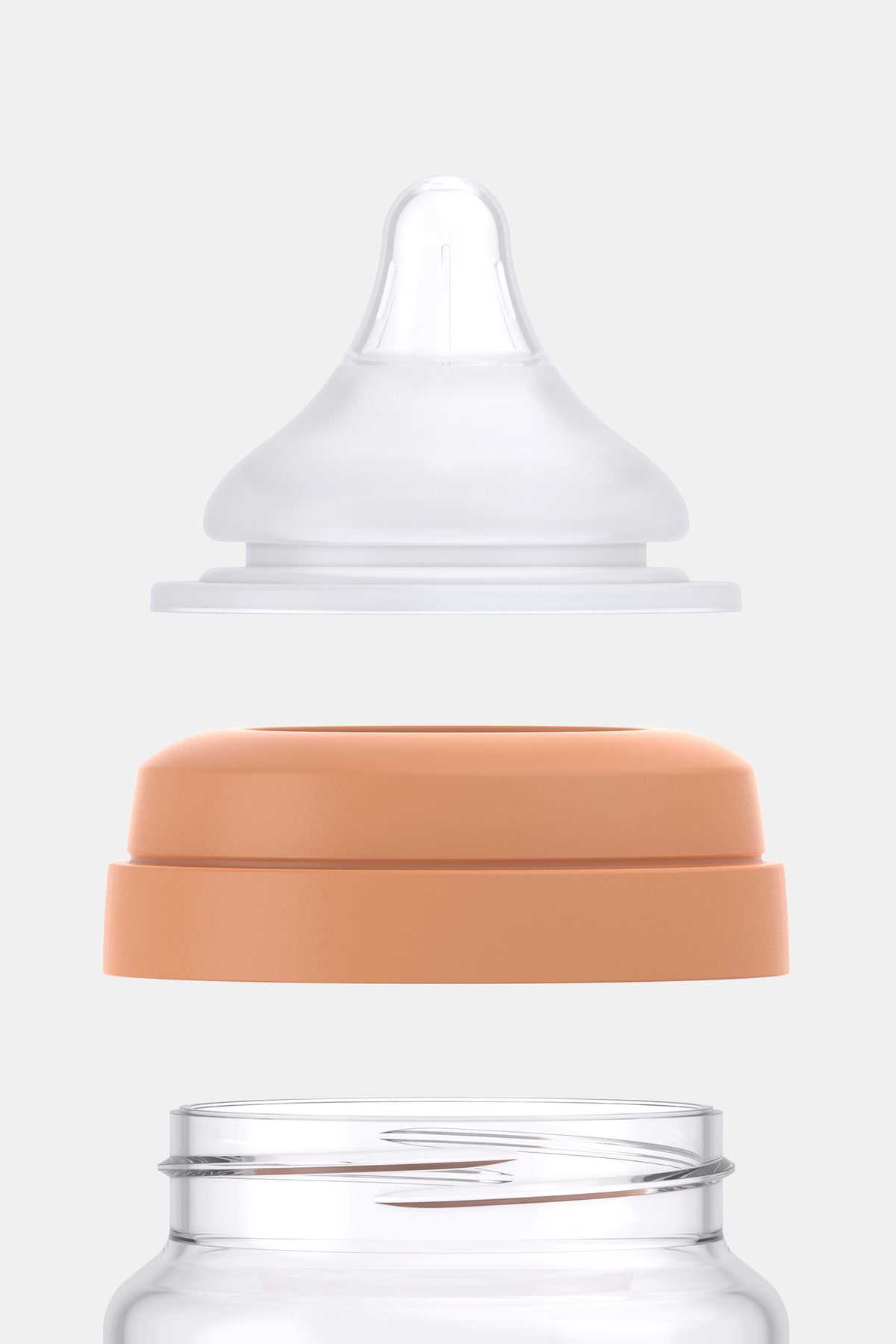 BuubiBottle Mini orange hybrid feeding bottle components disassembled view