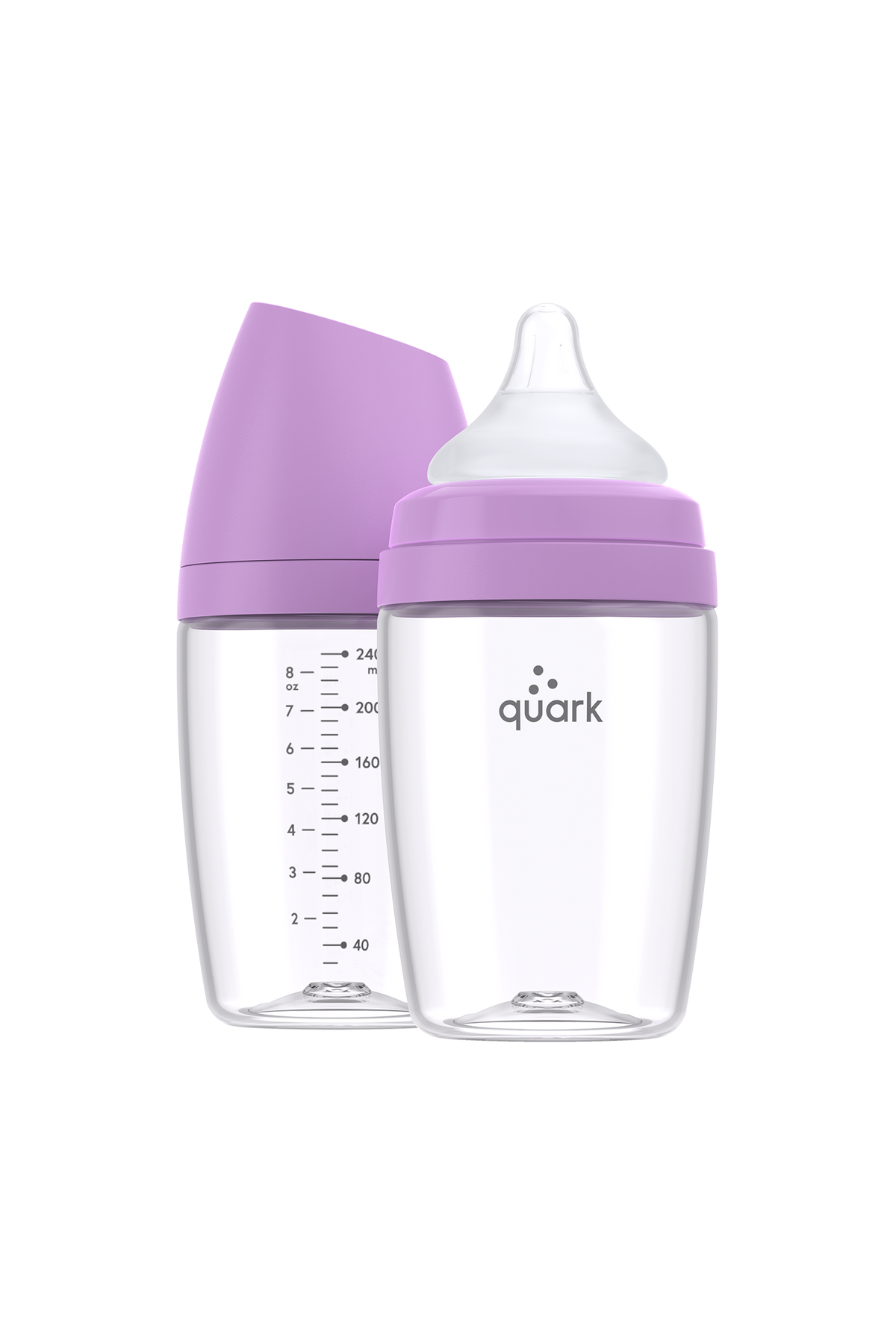 BuubiBottle Max 8oz baby bottle in purple — shatterproof anti-colic feeding bottle with RealFeel nipple, 240ml capacity