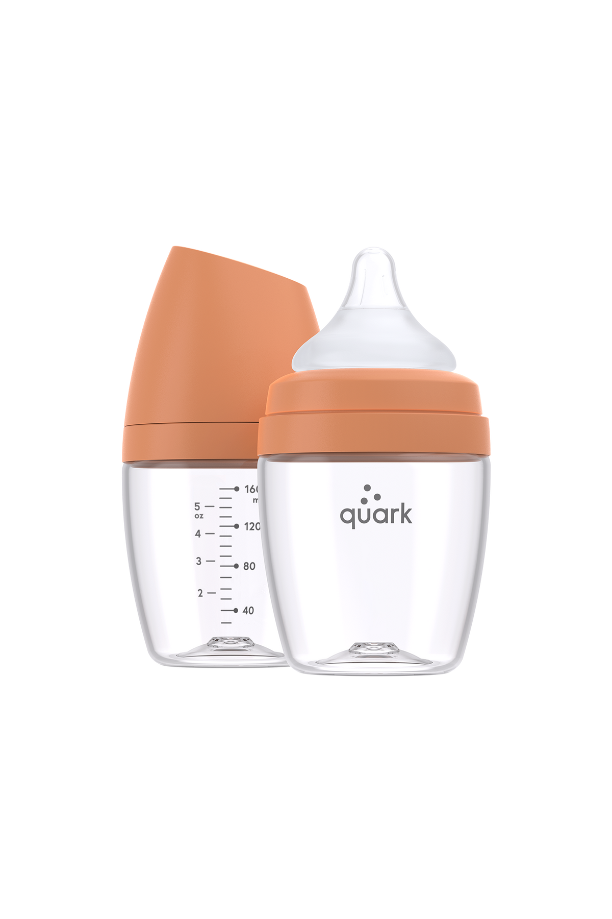 BuubiBottle Mini 5oz newborn bottle in orange — anti-colic shatterproof baby bottle with breast-shaped nipple for breastfed babies