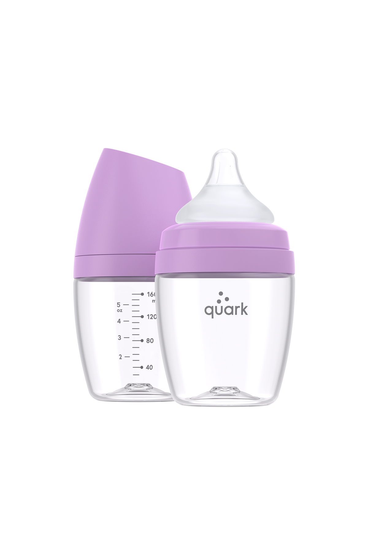 BuubiBottle Mini 5oz newborn bottle in purple — breast-shaped RealFeel nipple for natural latch, shatterproof Swiss Grilamid TR-90