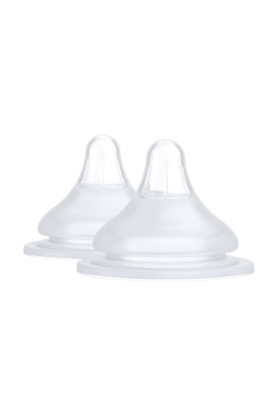 RealFeel baby bottle nipples — breast-shaped platinum-cured silicone slow flow nipples for BuubiBottle Mini and Max, pair shown